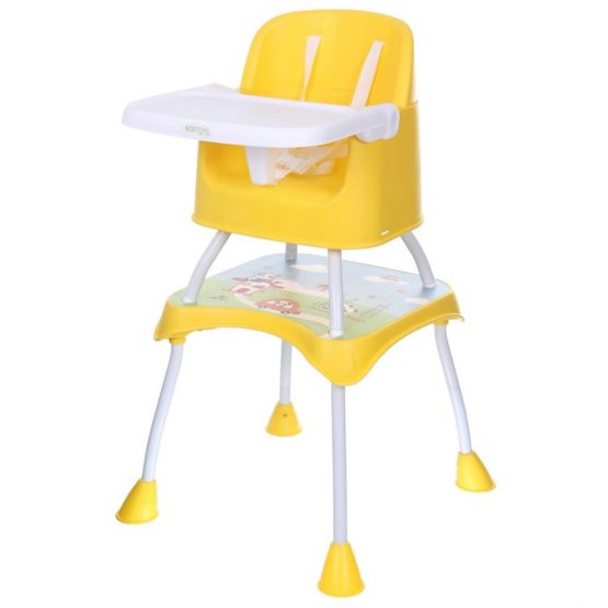 Dětská jídelní židlička Panda 3v1 žlutá