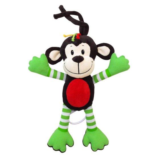 Dětská plyšová hračka s hracím strojkem Baby Mix opice zelená Hnědá