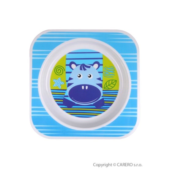Dětský talířek Akuku modrý s hrošíkem