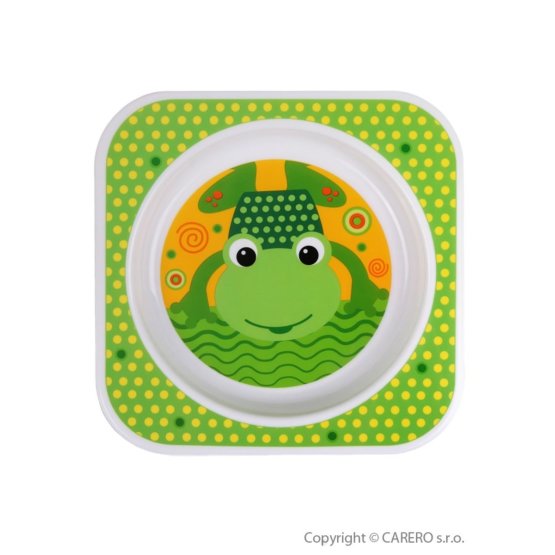 Dětský talířek Akuku zelený s žabičkou