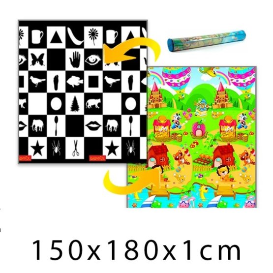 Dětský pěnový koberec  - šachovnice + domek lva 150x180x1cm