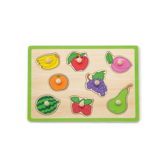 Dětské dřevěné puzzle s úchyty Viga Ovoce Multicolor