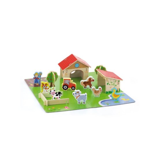 Dětské dřevěné 3D puzzle Viga Farma Multicolor