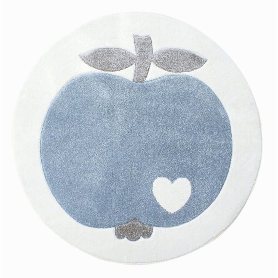 Dětský kulatý koberec jablko bílo - modrý