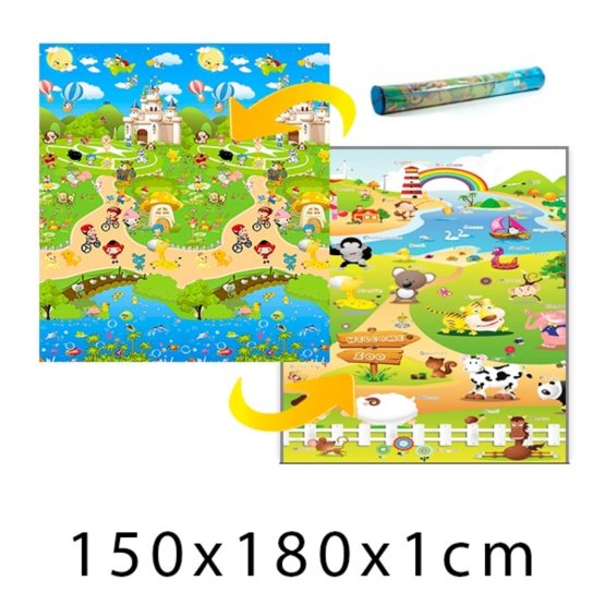 Dětský pěnový koberec - Pohádkové městečko + farma 150x180x1cm
