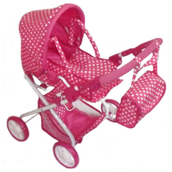 Dětský kočárek pro panenky 2v1 Baby Mix růžový s putíky