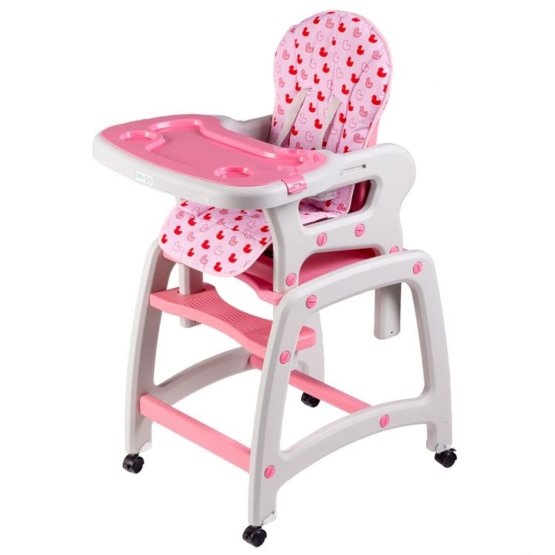 Dětská jídelní židlička 3v1 - růžová