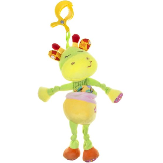 Plyšová hračka s hracím strojkem Akuku žirafka Žlutá