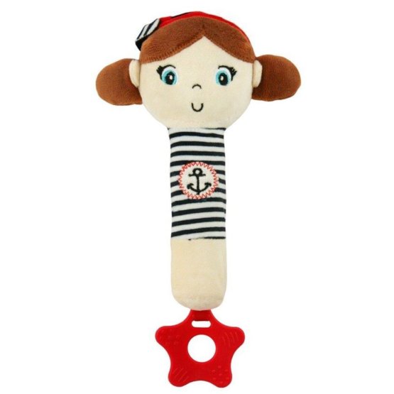Dětská pískací plyšová hračka s kousátkem Baby Mix námořník holka Červená