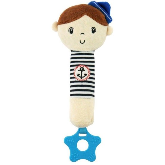 Dětská pískací plyšová hračka s kousátkem Baby Mix námořník kluk Modrá