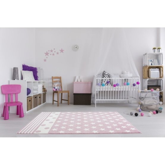Dětský koberec STARPOINT - růžovo-bílý