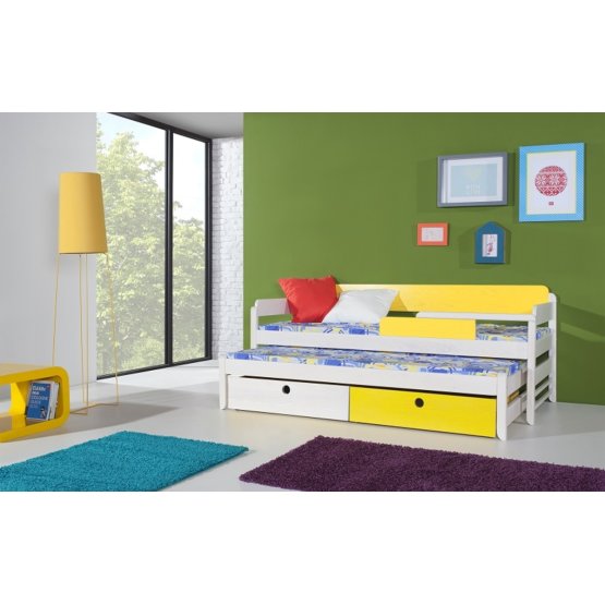 Dětská postel s přistýlkou Natu I - bílo-žlutá
