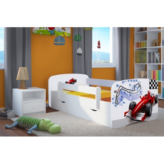 Dětská postel se zábranou Ourbaby - Formule 1 - bílá