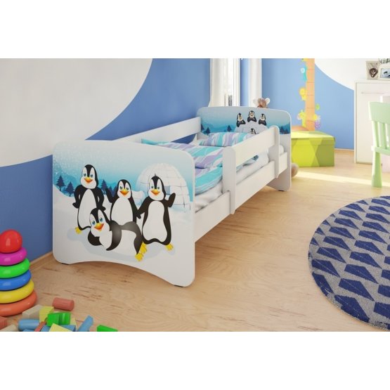 Dětská postel se zábranou - Tučňáci