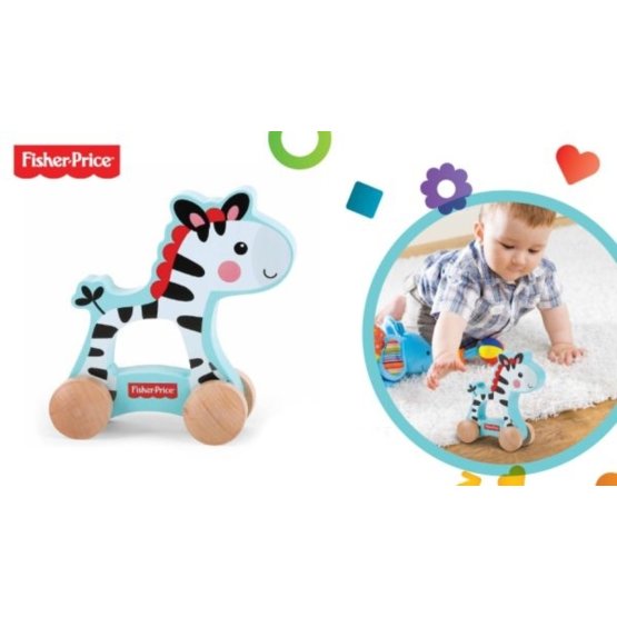 Fisher Price Zebra na kolečkách dřevěná