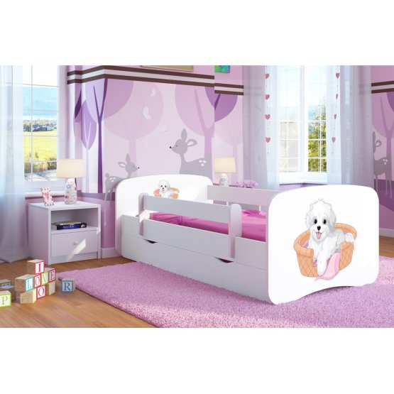 Dětská postel se zábranou Ourbaby - pejsek- bílý
