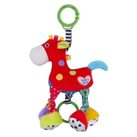Dětská plyšová hračka s vibrací Baby Mix Koník Červená