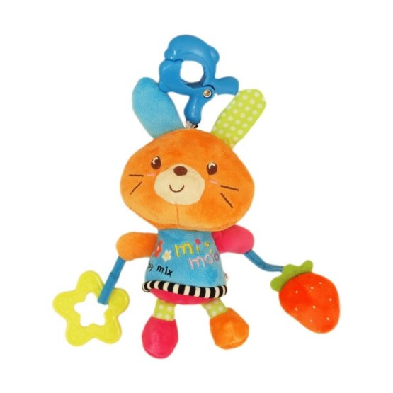 Plyšová hračka s hracím strojkem Baby Mix Králíček oranžový