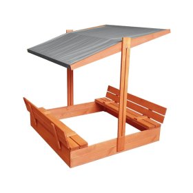 Uzavíratelné pískoviště s lavičkami a stříškou 120 x 120 - šedá, Ourbaby®
