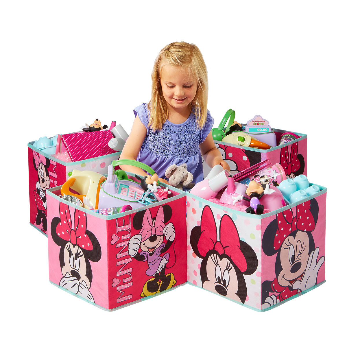 Čtyři úložné boxy Minnie Mouse Truhly na hračky babynabytek.cz