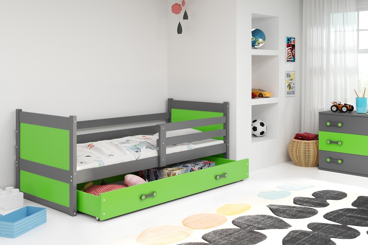 Dětská postel se zábranou Ourbaby Rocky 190x80 cm zelená