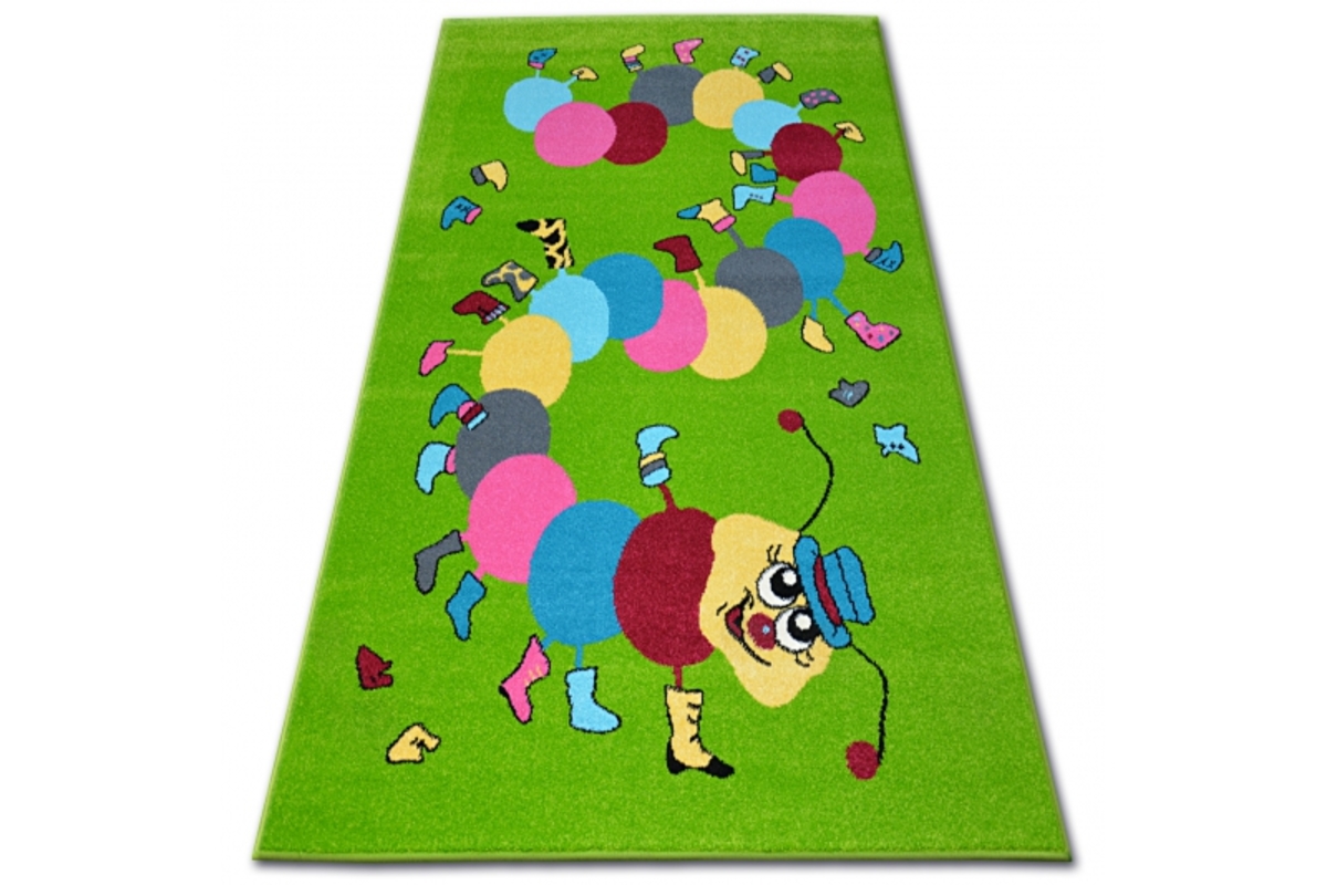 Dětský koberec FUNKY TOP Housenka zelený - 160x220 cm
