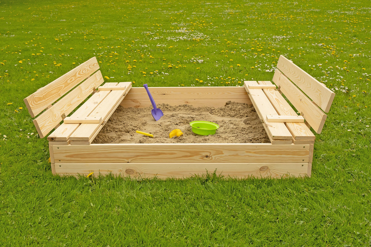 Uzavíratelné dětské pískoviště s lavičkami - 120x120 cm Closeable sand box