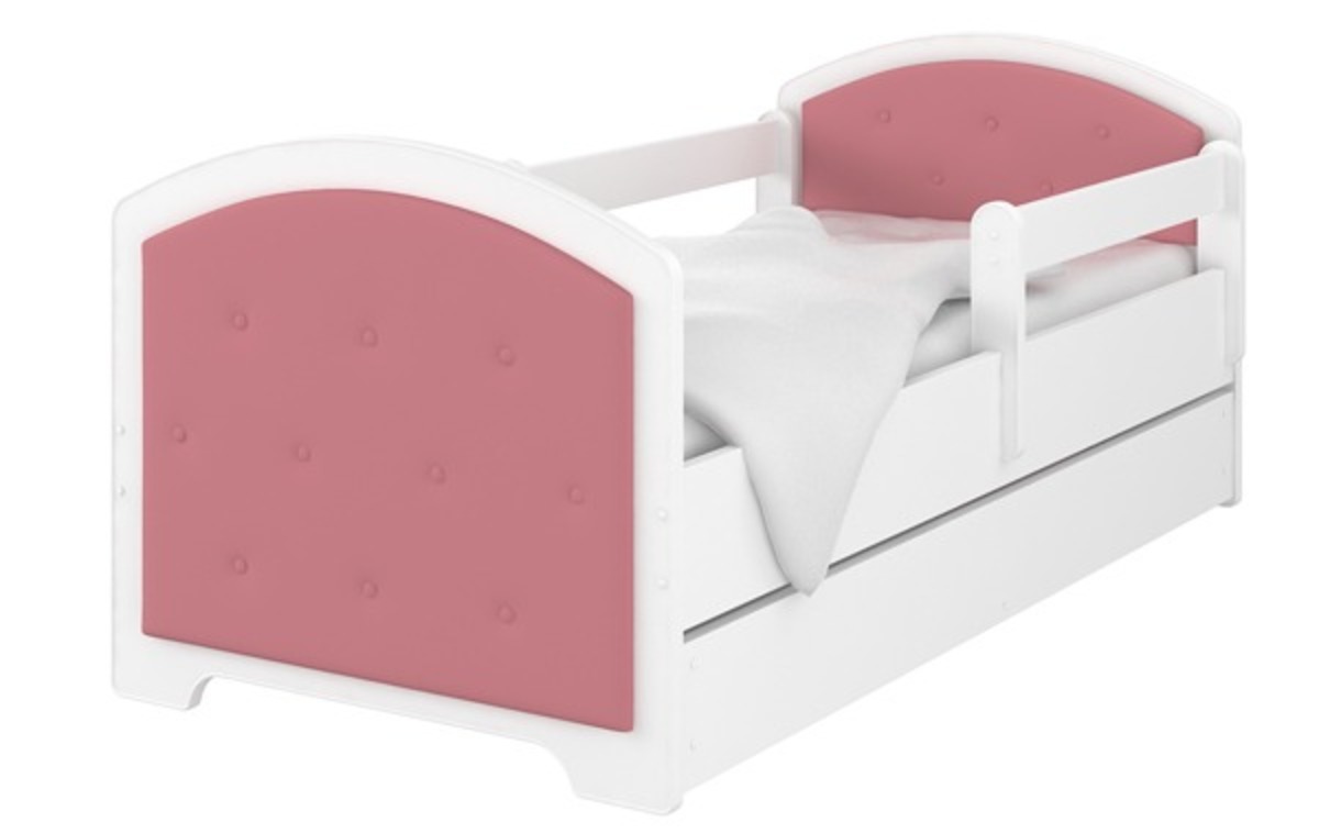 Čalouněná postel Luna se zábranou- růžová - 180x80 cm