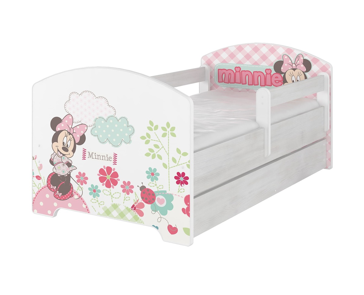 Dětská postel Ourbaby Flowery Minnie Mouse 140x70 cm bílá