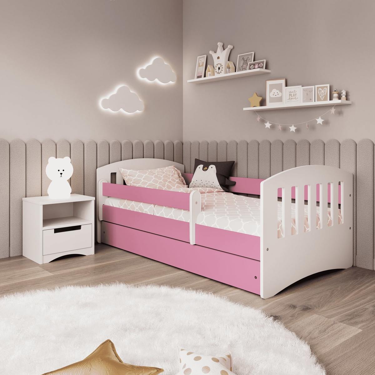 Dětská postel Classic - růžová - postel bez úložného prostoru 180x80 cm