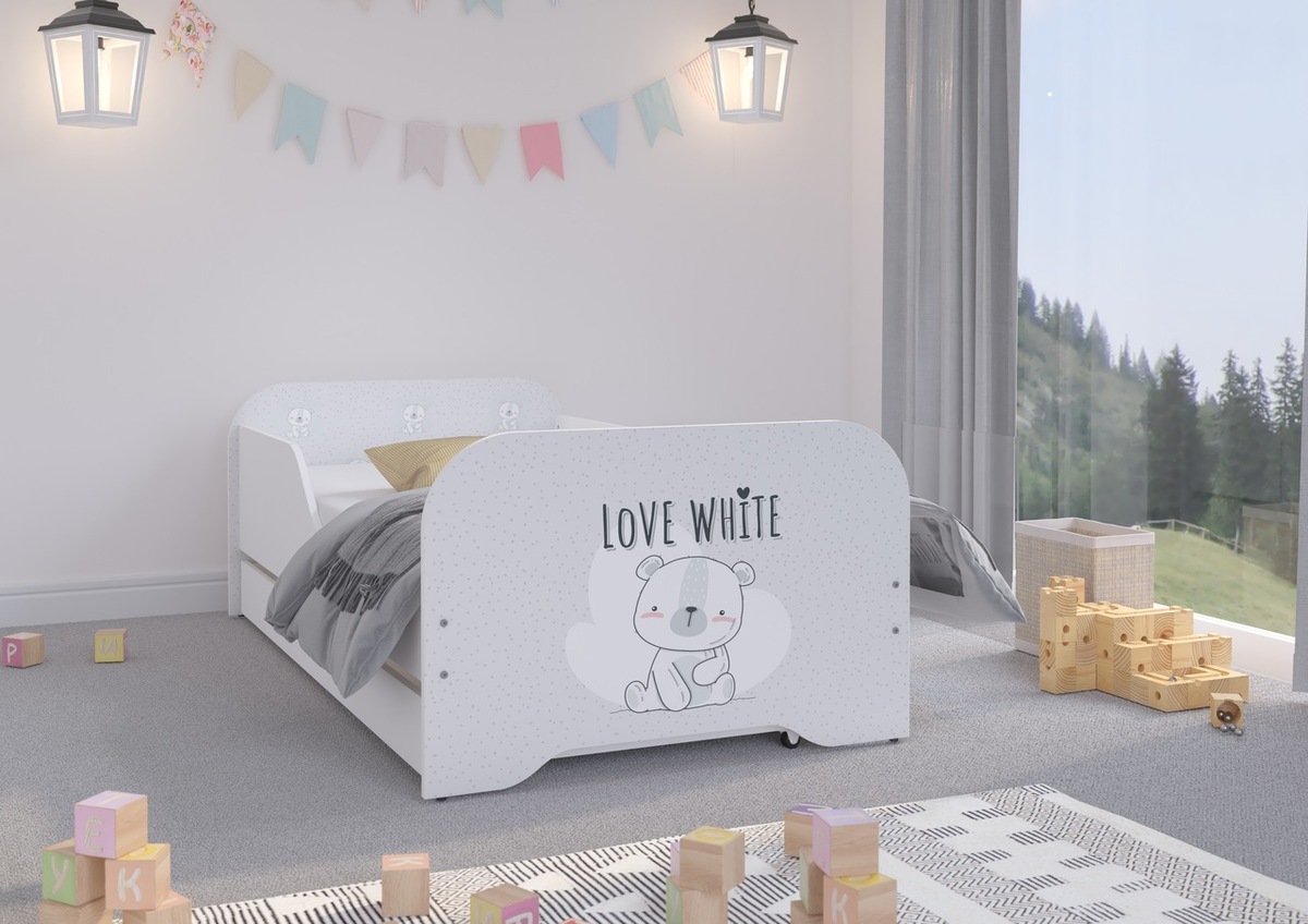 Dětská postel MIKI 160 x 80 cm - Bílý medvídek BIALY MISIU postel