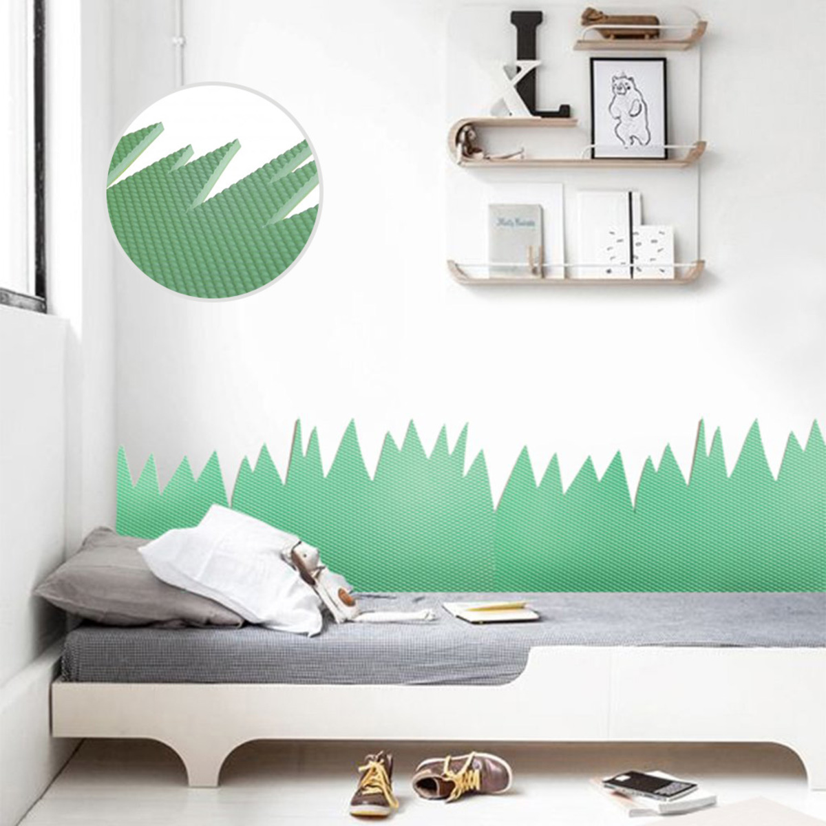 Foam wall protection behind bed - Grass - height 36 cm