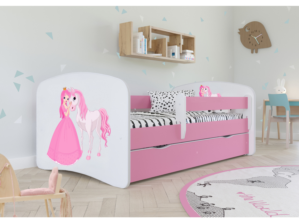 Dětská postel se zábranou Ourbaby Princess 160x70 cm růžová