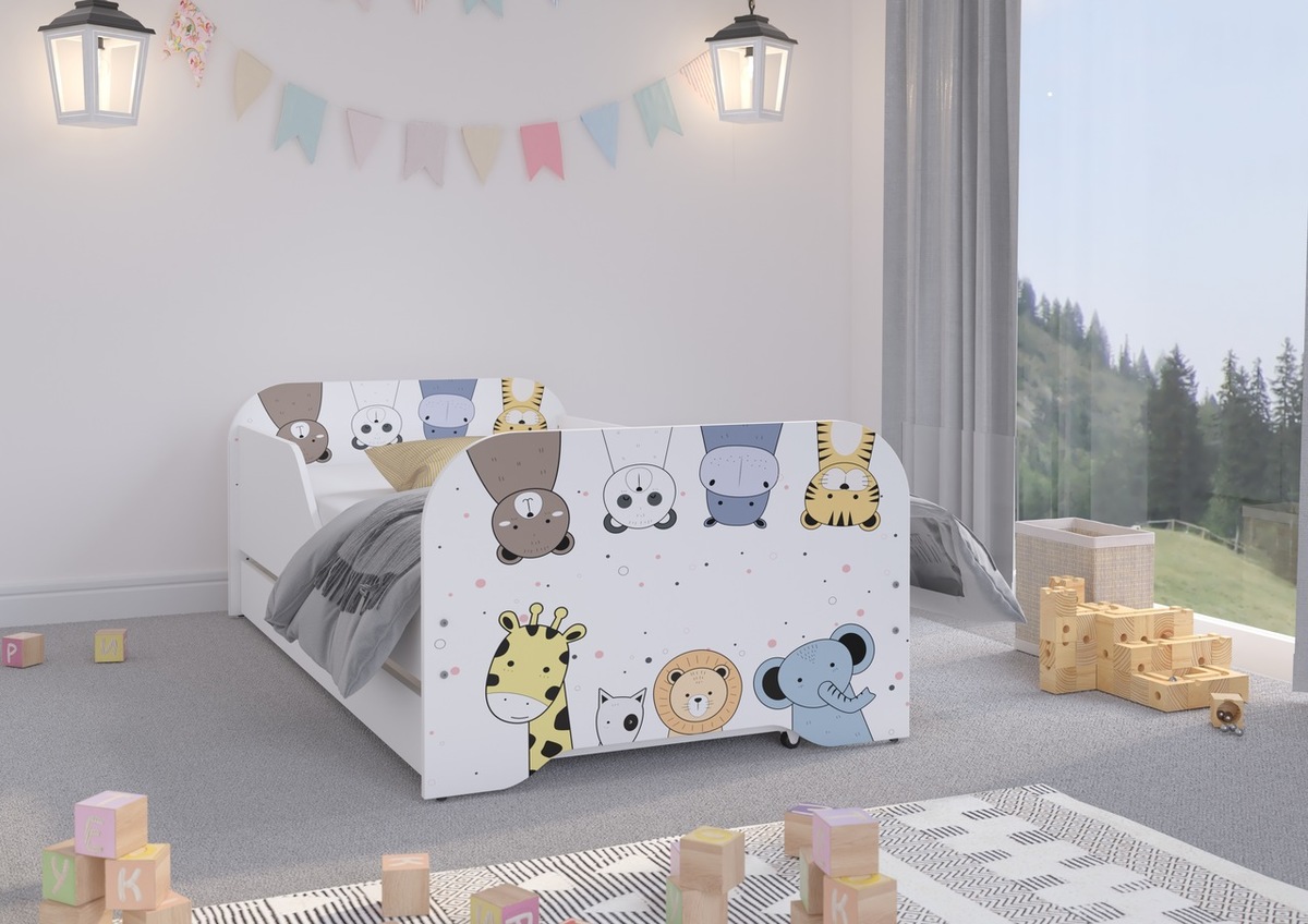 Dětská postel MIKI 160 x 80 cm - ZOO - postel + úložný prostor