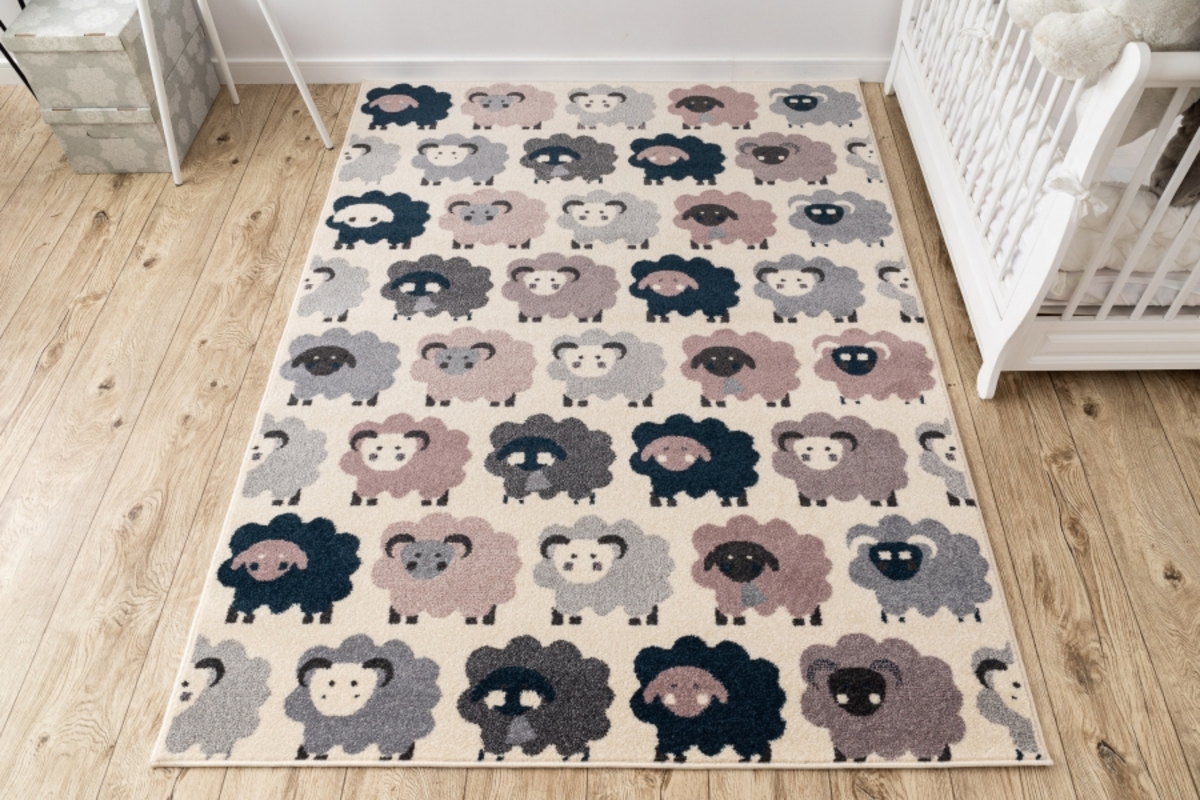 Dětský koberec Ovečky - krémový - 120x170 cm