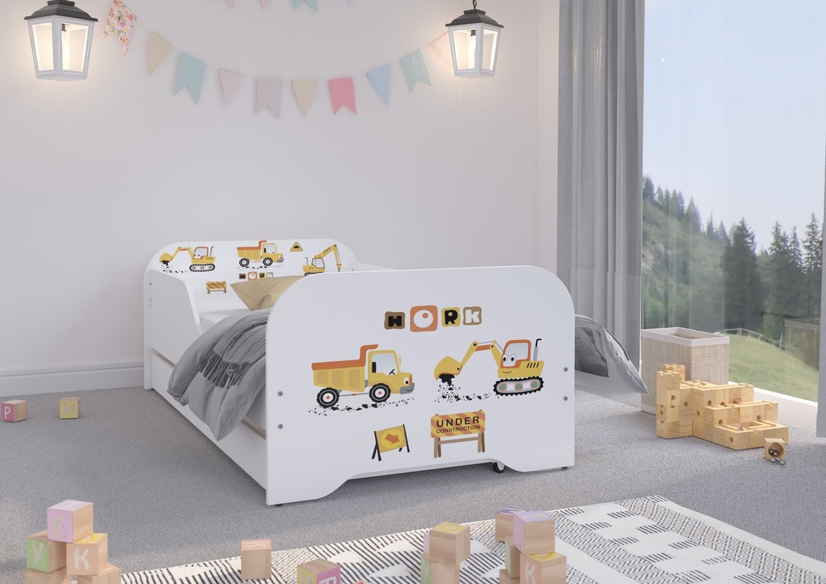 Dětská postel MIKI 160 x 80 cm - Staveniště - postel