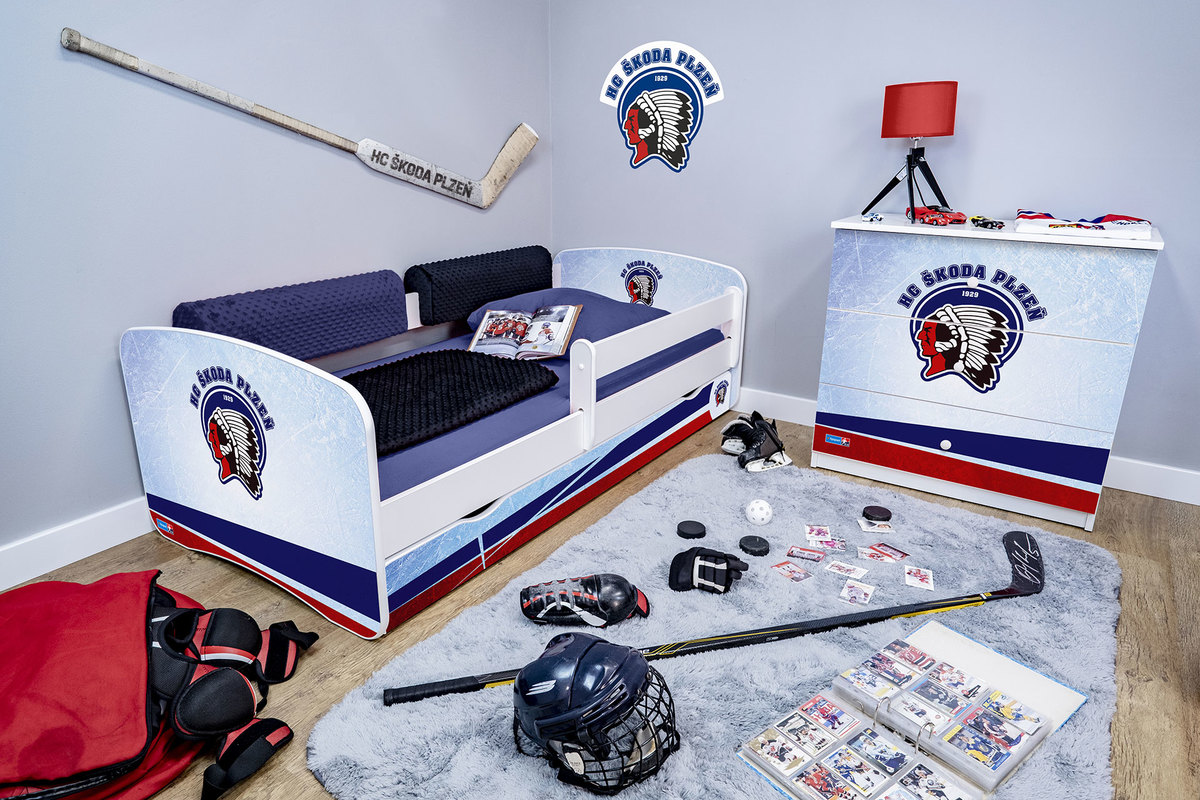 Hokejový pokojíček - HC Škoda Plzeň postel + úložný prostor
