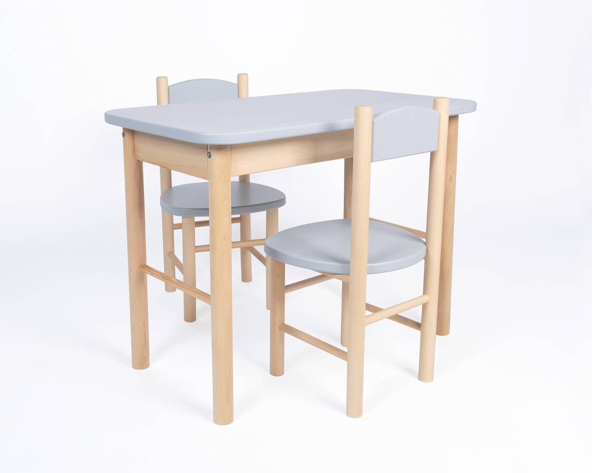 Set stolečku a židliček Simple - šedý - set - 1x stůl + 2x židle