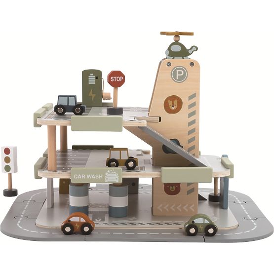2Kids Toys Dřevěná garáž s cestou