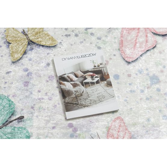 BAMBINO 1610 mycí kobereček Motýli pro děti protiskluz - krém