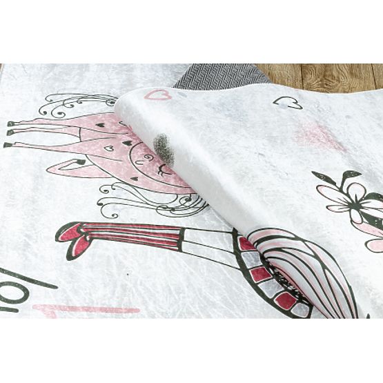 BAMBINO 2644 mycí kobereček Holčička, jednorožec pro děti protiskluz - bílá / růžový