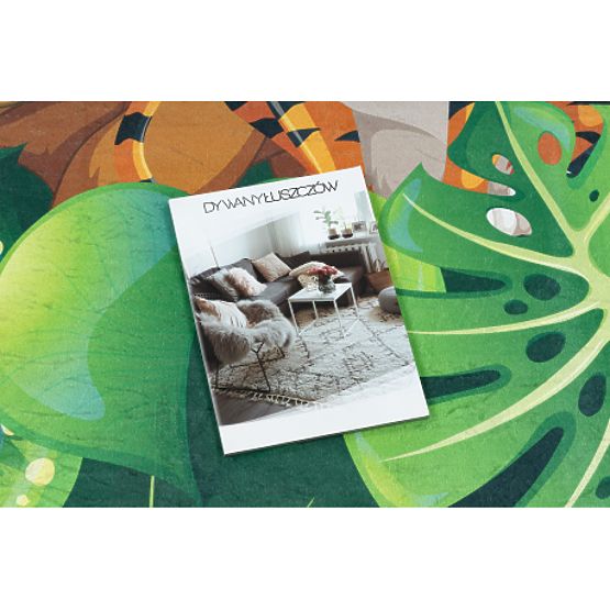 BAMBINO 2651 mycí kobereček Zvířata, jungle pro děti protiskluz - zelená / hnědá