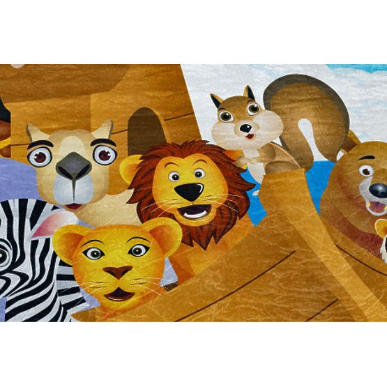 BAMBINO 2685 mycí kobereček Zvířata, Loď pro děti protiskluz - modrý / hnědá