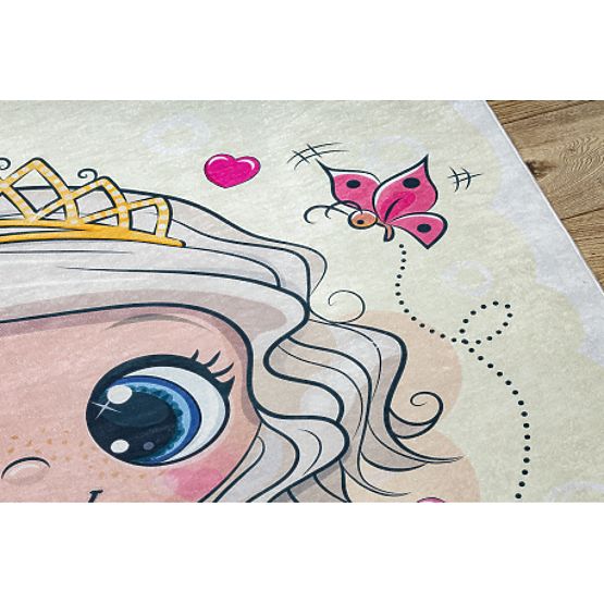 BAMBINO 43020 mycí kobereček Princezna, hvězdy pro děti protiskluz - krémová / růžový