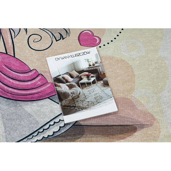 BAMBINO 43020 mycí kobereček Princezna, hvězdy pro děti protiskluz - krémová / růžový