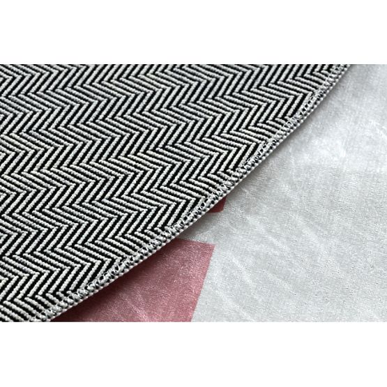 BAMBINO 47810 mycí kulatý kobereček Duha, tečky pro děti protiskluz - bílá / růžový