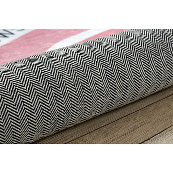 BAMBINO 47810 mycí kulatý kobereček Duha, tečky pro děti protiskluz - bílá / růžový