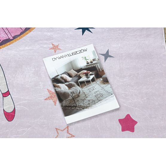 BAMBINO 48060 mycí kobereček Princezna, hvězdy pro děti protiskluz - růžový