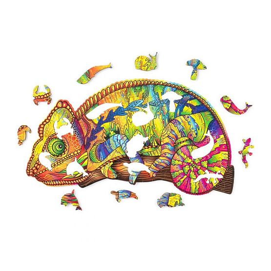 Barevné dřevěné puzzle - chameleon