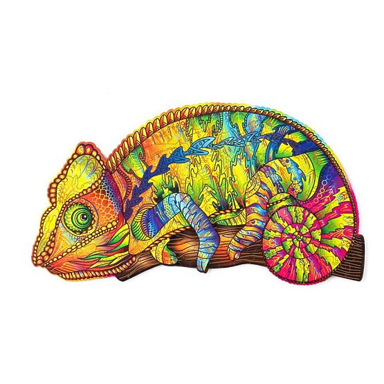 Barevné dřevěné puzzle - chameleon